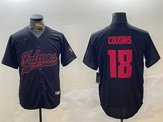 Men%27s Atlanta Falcons #18 Kirk Cousins Black With Patch Cool Base Stitched Baseball Jersey->baltimore ravens->NFL Jersey